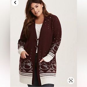 🥳HOST PICK! Hello Kitty Fair Isle Intarsia Cardigan Sweater • RARE!